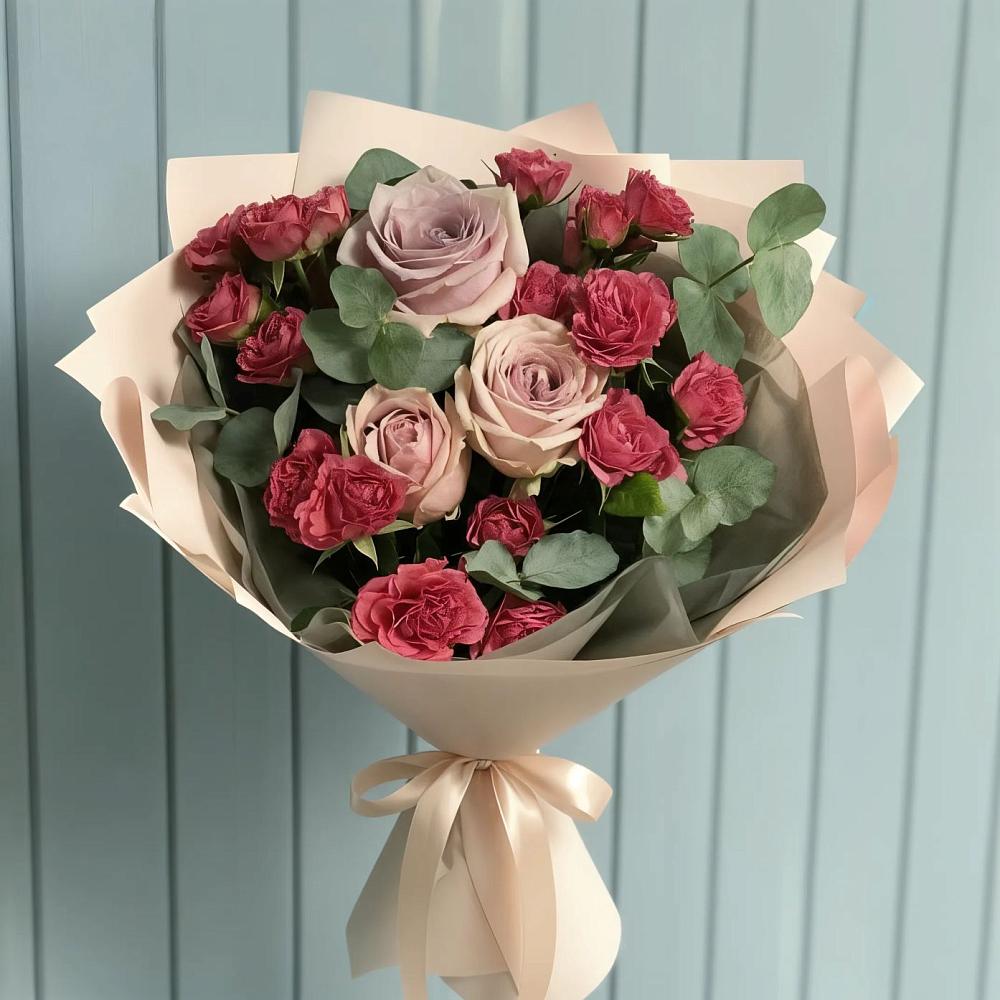 Букет цветов из: Гвоздики и Розы в Красном-на-Волге