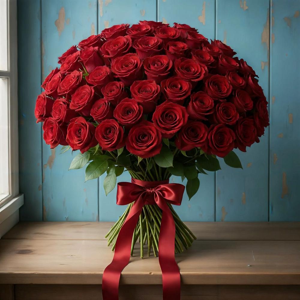 Букет Красные розы Блэк Меджик в Красном-на-Волге