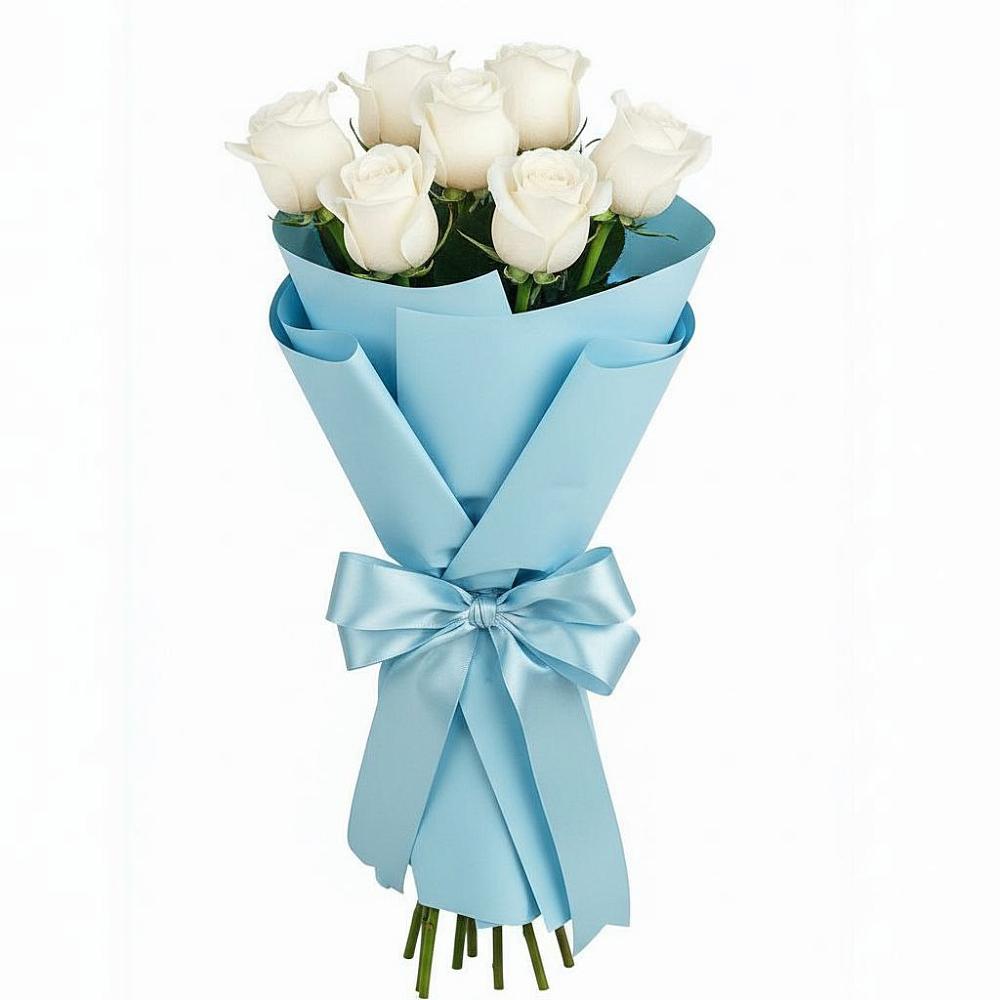 Букет 7 белых роз Проуд в Красном-на-Волге