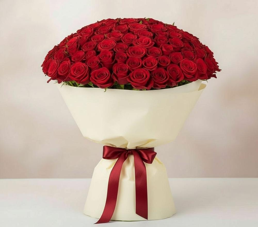 Букет 101 Красная роза Милано в Красном-на-Волге
