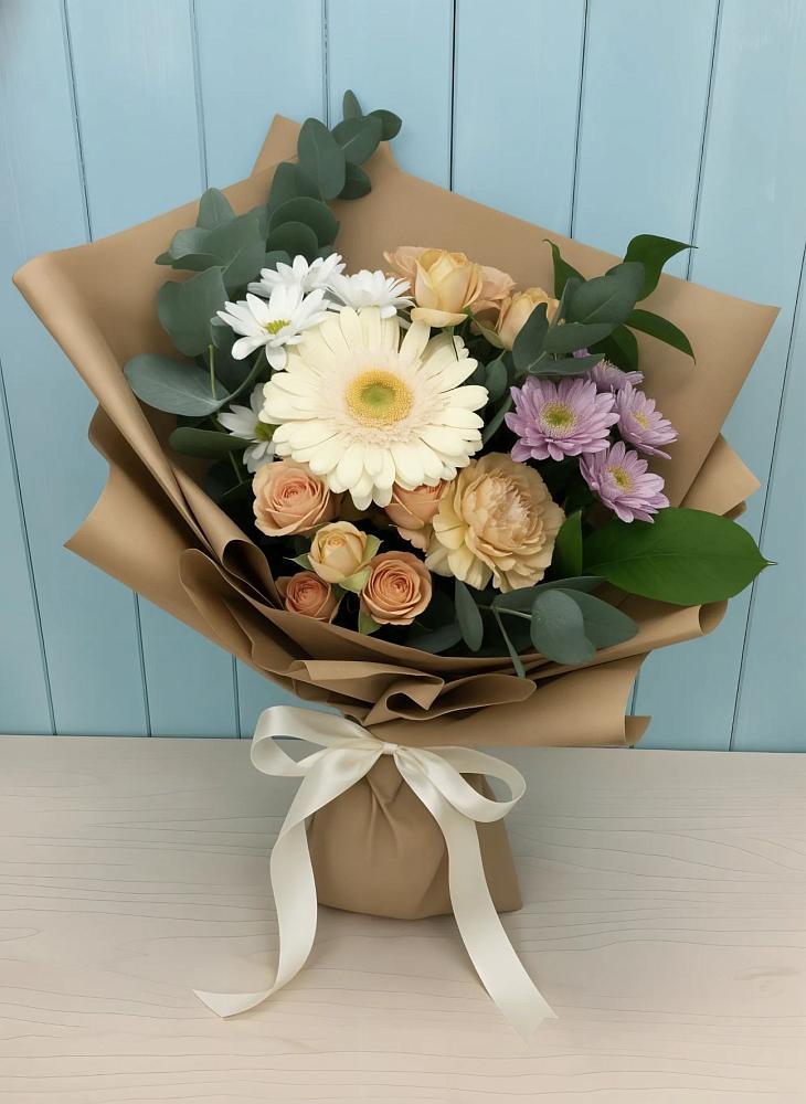 Букет цветов из: Герберы и Хризантемы в Красном-на-Волге