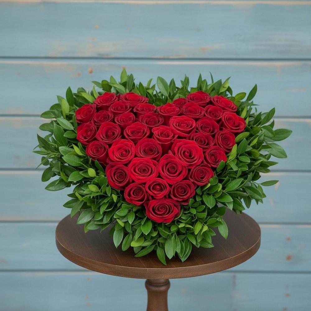 Цветочная композиция из Розы в виде сердца в Красном-на-Волге