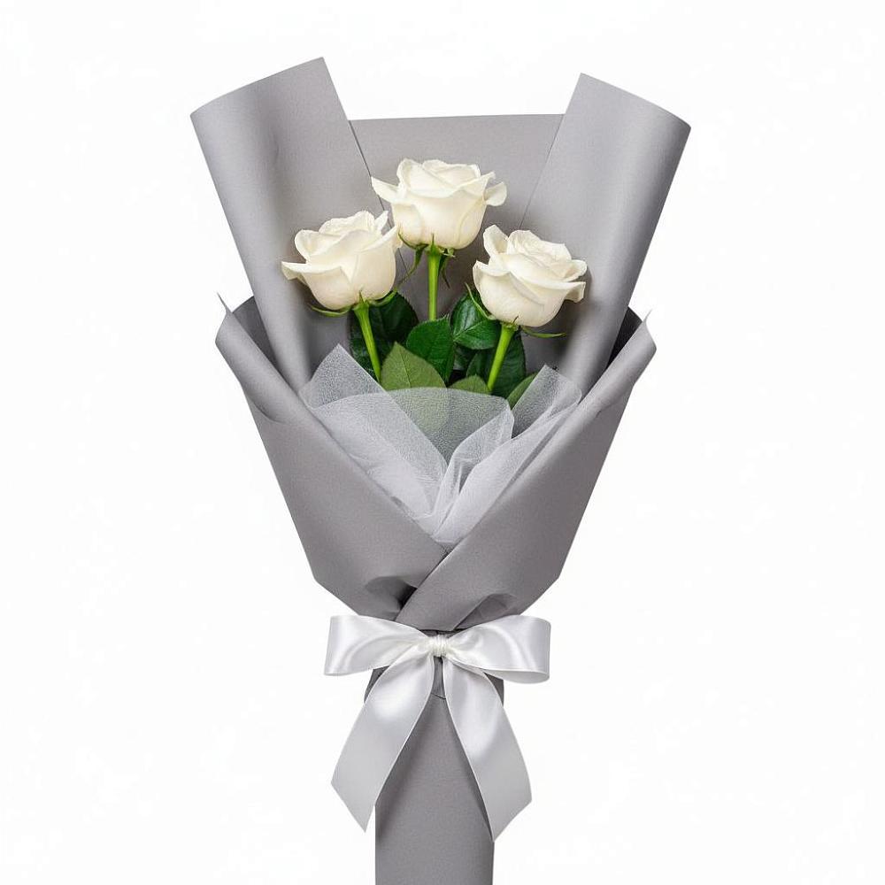 Букет 3 белые розы в Красном-на-Волге