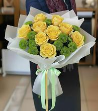 Букет цветов из:  Хризантемы и Розы #REPLACE_PRED# Красном-на-Волге