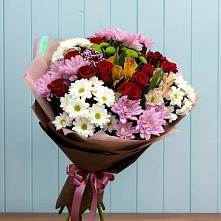 Букет цветов из:  Розы, Хризантемы и Альстромерии в Красном-на-Волге