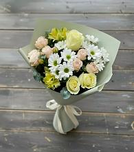 Букет цветов из:  Альстромерии, Розы и Хризантемы в Красном-на-Волге