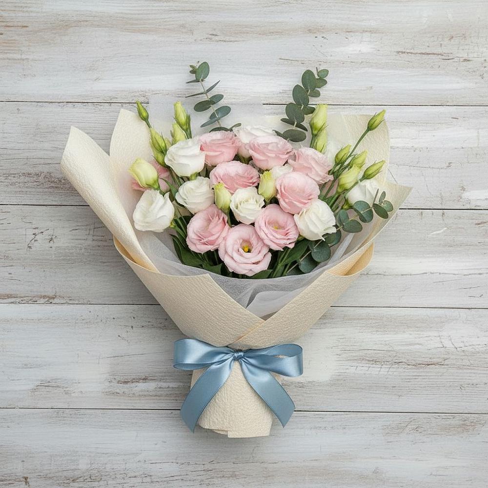 Букет цветов из: Лизиантусы в Красном-на-Волге